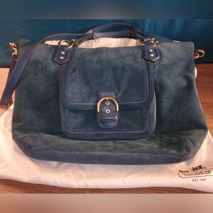 Coach Campbell Belle Teal Suede Tote Crossbody